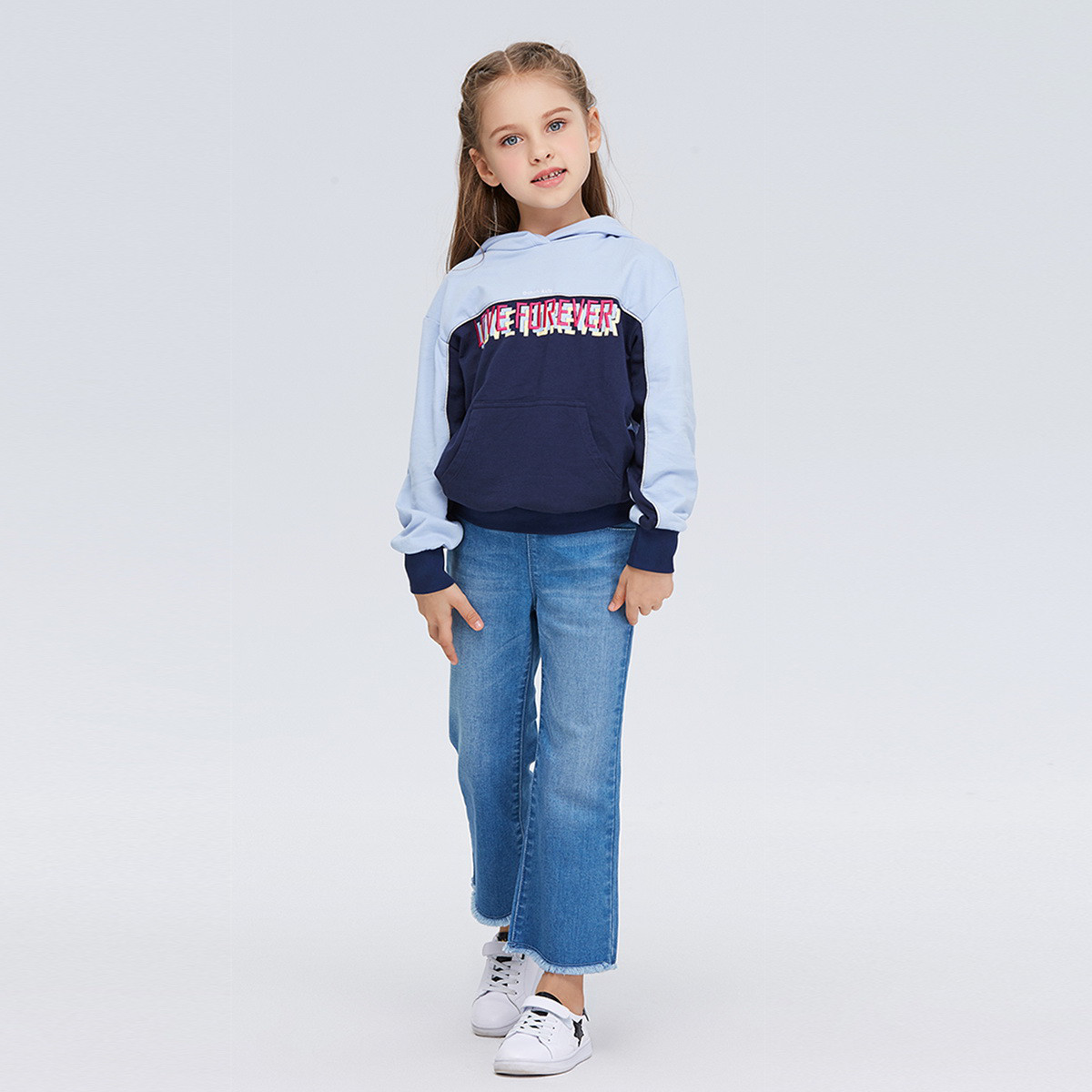 ochirlykids欧时力童装女童2019新款撞色长袖卫衣套头衫