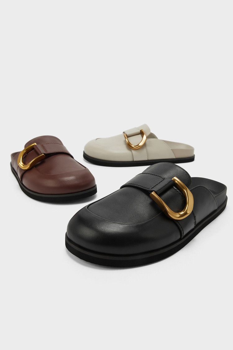 女士马蹄扣饰圆头穆勒拖鞋sl1-71680001