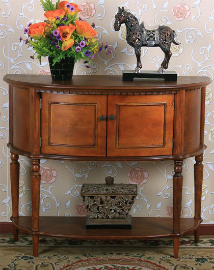 尚轩世家 美式实木半圆玄关桌玄关柜