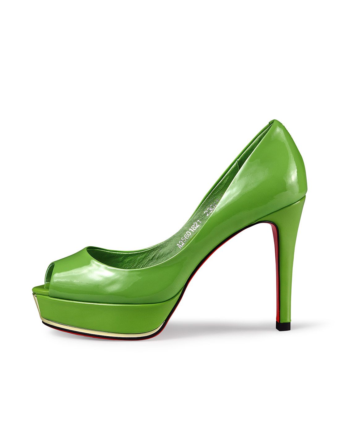 绿色漆皮鱼嘴鞋