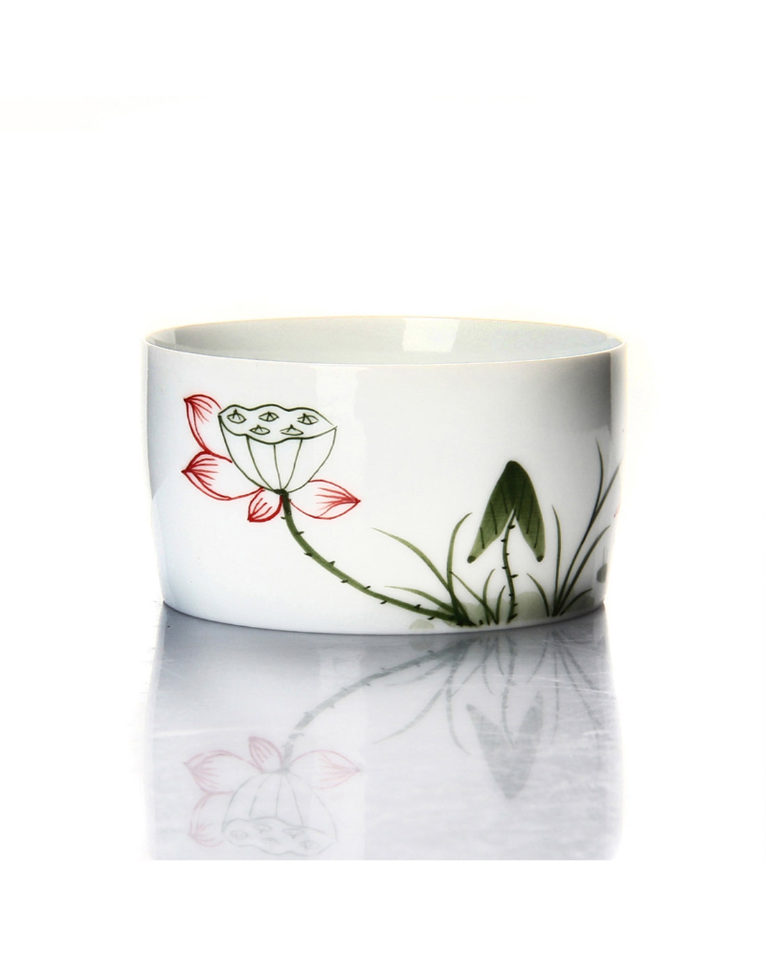 手绘青花瓷品茗杯荷花小直口杯莲花