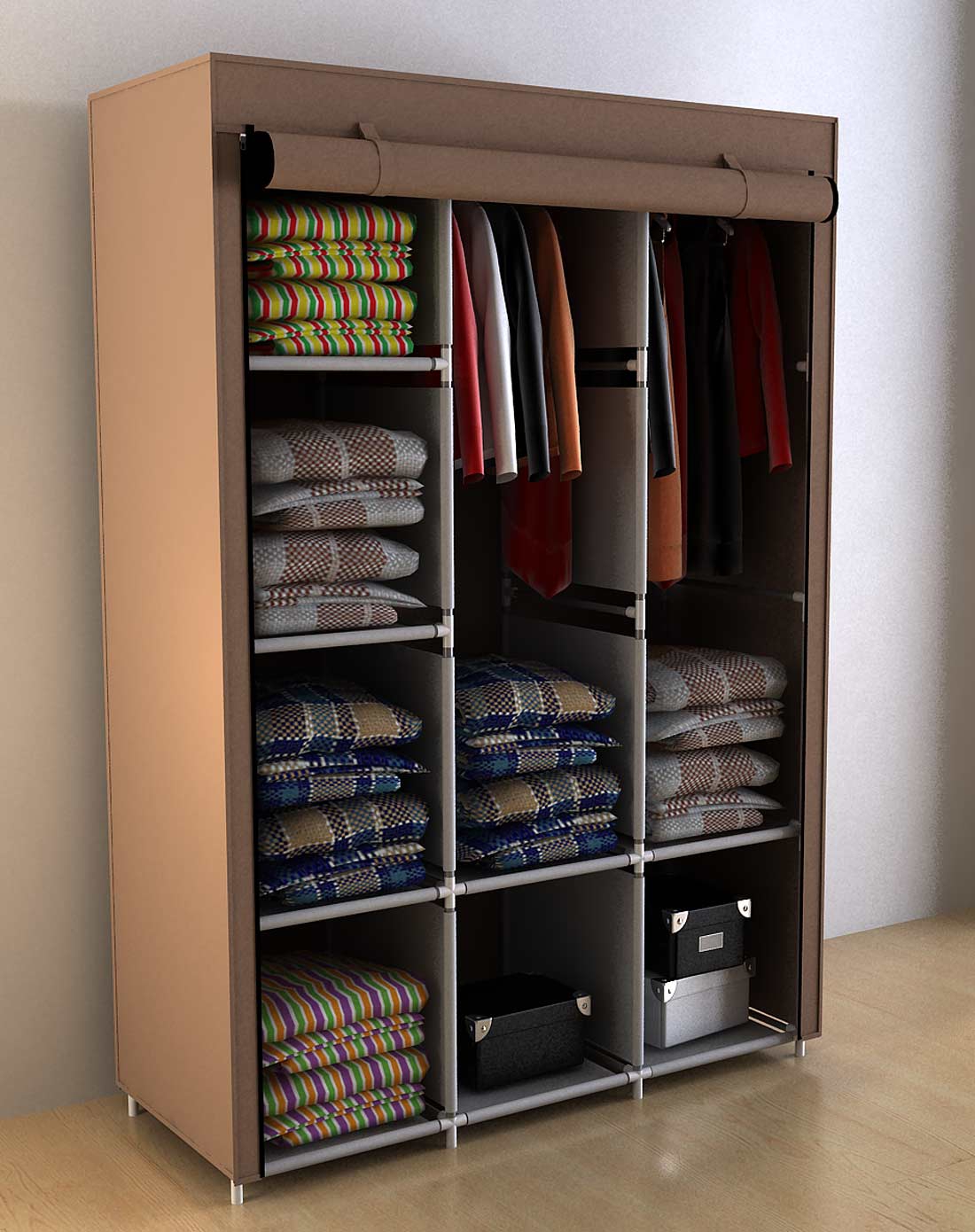 超实用多格局布衣柜咖啡色